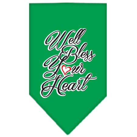 MIRAGE PET PRODUCTS Well Bless Your Heart Screen Print BandanaEmerald Green Small 66-156 SMEG